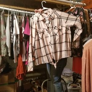 Pale pink plaid long sleeve. SIZE 2. Torrid.